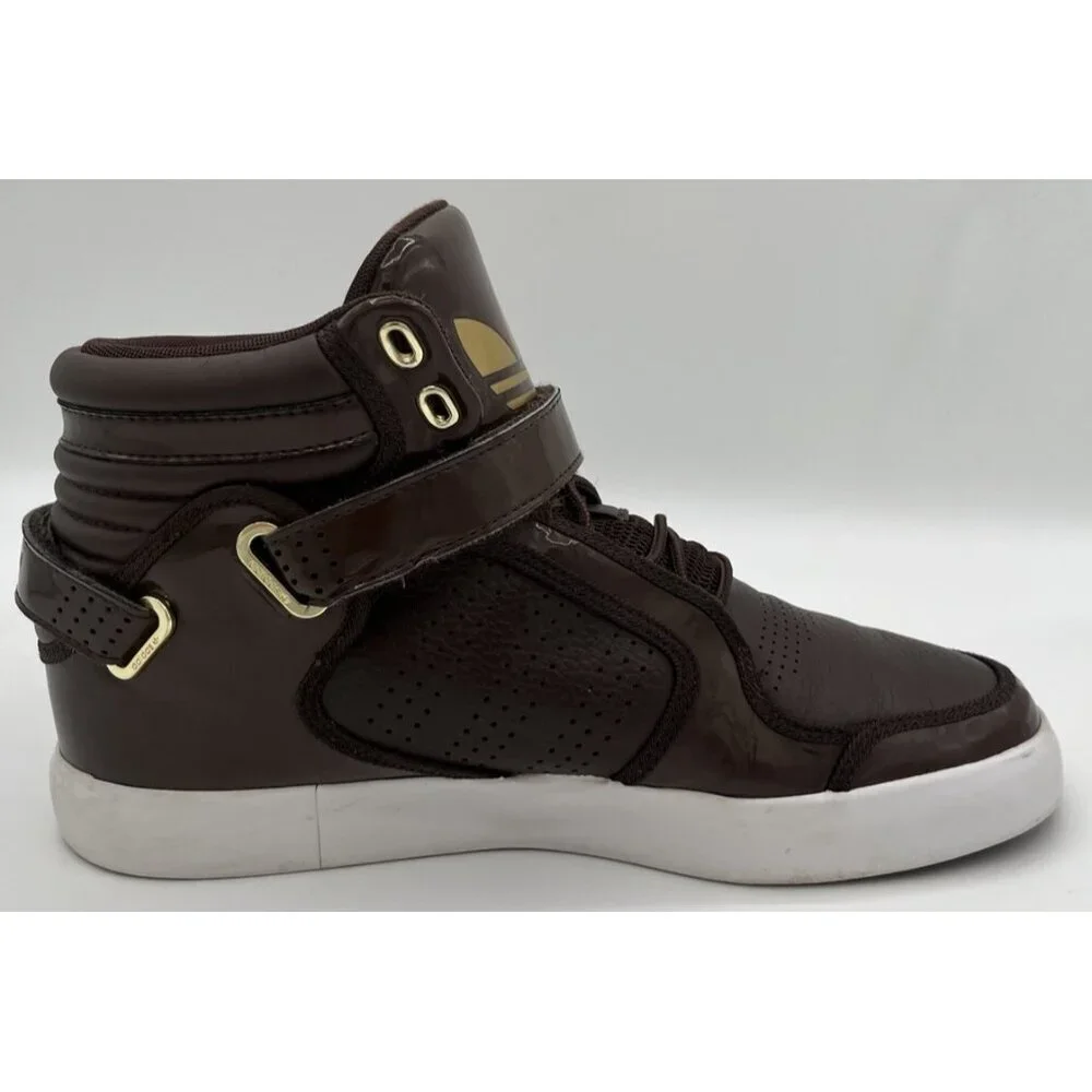 Adidas Adi-Rise Mid Men’s Size 8 Shoes Dark Brown Leather Gold Accents G20518 - Picture 8 of 12